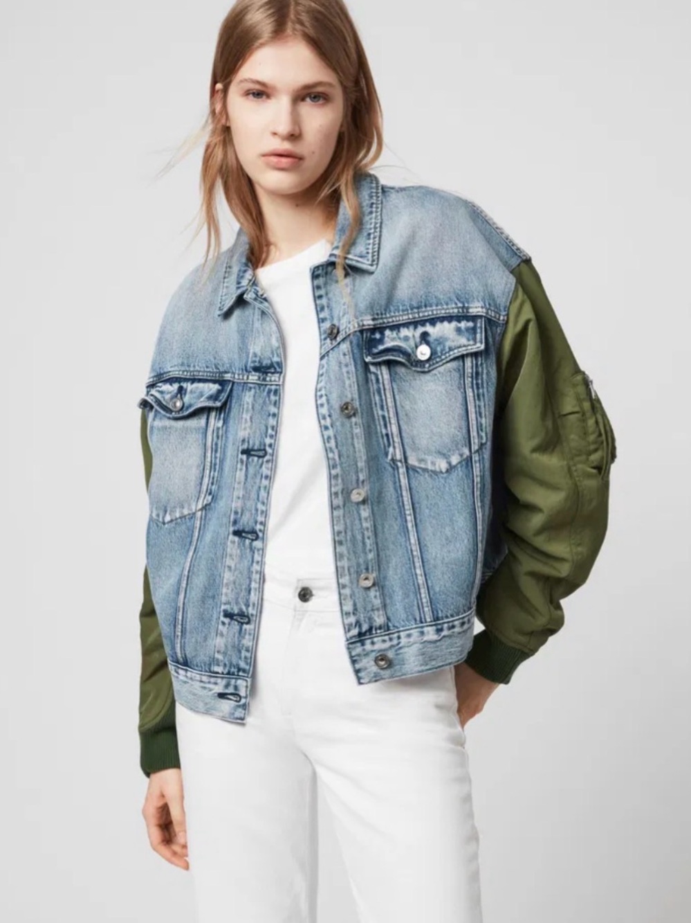 All Saints Frankie Denim Bomber Jacket